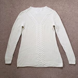 Talbots Cable Knit Lambswool Blend Sweater Classic Preppy Ivory Size Medium